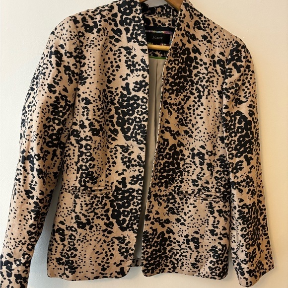 J. Crew Leopard Print Going Out Linen Blend Collarless Blazer - Picture 8 of 8